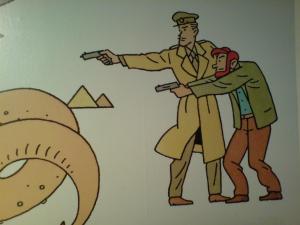 Expo 2009 Regards croisés de la bande dessinée belge - extrait de la fresque de Joost Swarte