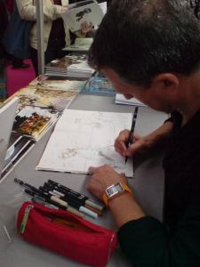 Quai Des Bulles 2009 - Casini d&eacute;dica&ccedil;ant un album de la s&eacute;rie Hasta la victoria !